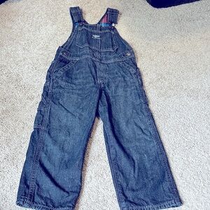 Osh Kosh Bib Denim Overalls Plaid Lined 3T